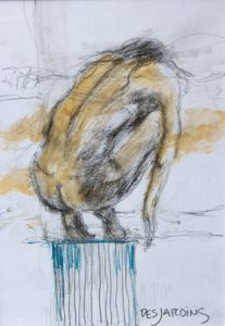 André Desjardins-Croquis-Fusain et huile-Sketch-voyage-exploration-Galerie Roccia-Magog